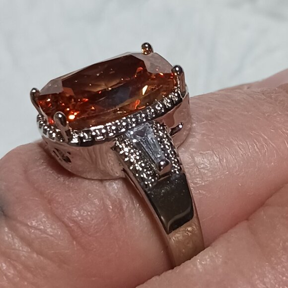 Silver Morganite and CZ Fashion Ring Size 10 - Flawed - Picture 9 of 13